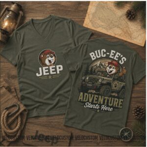 Buc ees Jeep Beaver Mascot Adventure Starts Here 4x4 Shirt
