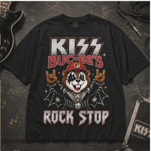 Buc ees KISS Rock Band Beaver Mascot Rock Stop Heavy Metal Vintage Black Shirt