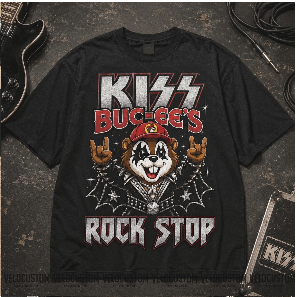 Buc ees KISS Rock Band Beaver Mascot Rock Stop Heavy Metal Vintage Black Shirt Buc ees KISS Rock Band Beaver Mascot Rock Stop Heavy Metal Vintage Black Shirt