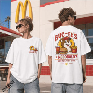 Buc ees McDonalds Beaver Mascot Burger And Fries Graphic Shirt