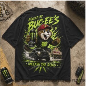 Buc ees Monster Energy Beaver Mascot Truck Graphic Shirt