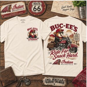 Buc ee's Motorcycle Route 66 Rider Graphic Shirt