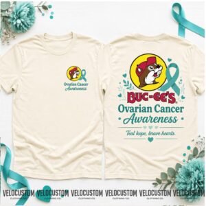 Buc ees Ovarian Cancer Awareness Teal Ribbon Brave Hearts Shirt