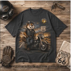 Buc ee's Road Riders Route 66 Biker Beaver Motorcycle Shirt