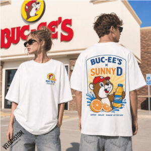 Buc ees SunnyD Beaver Mascot Orange Drink Summer Graphic Shirt