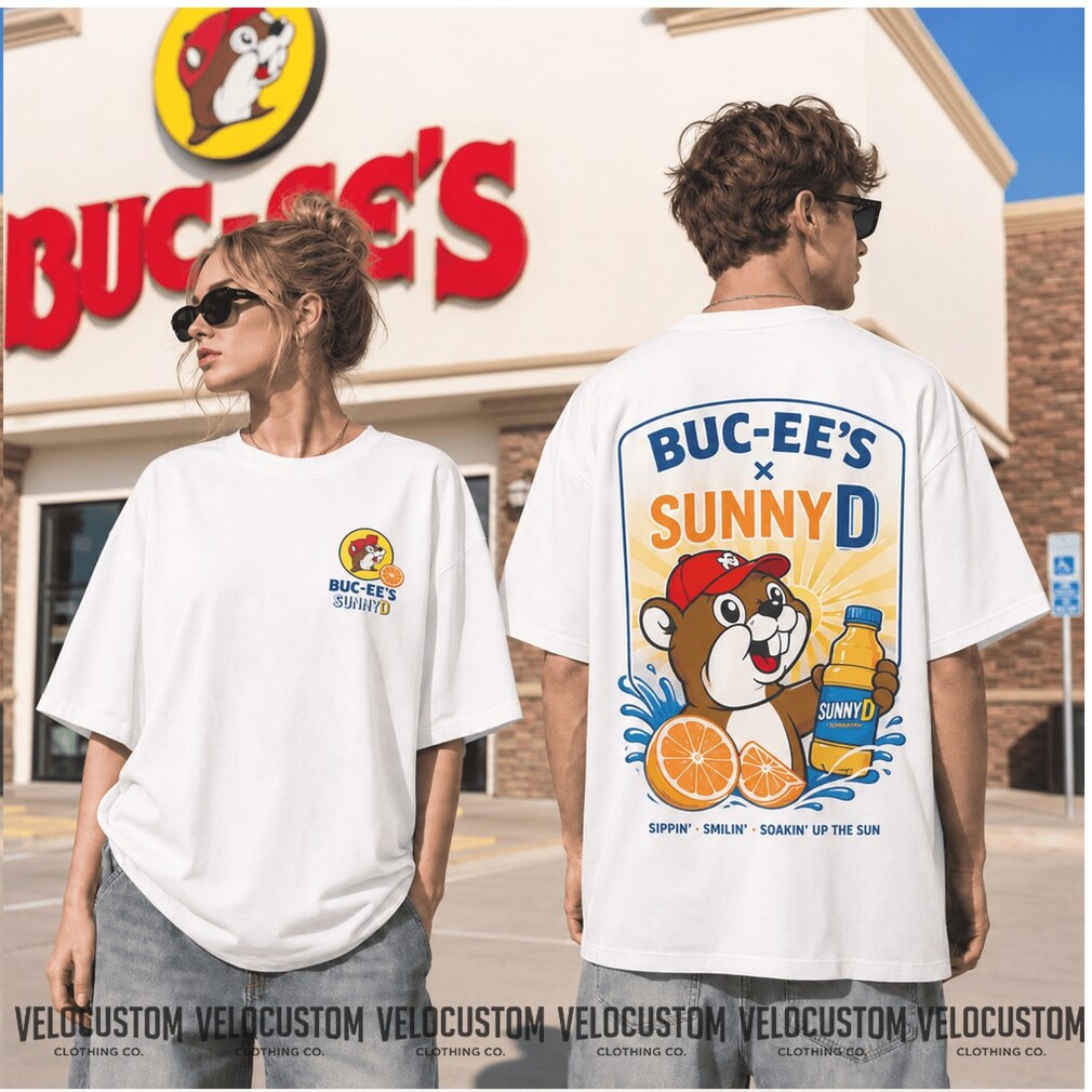 Buc ees SunnyD Beaver Mascot Orange Drink Summer Graphic Shirt Buc ees SunnyD Beaver Mascot Orange Drink Summer Graphic Shirt