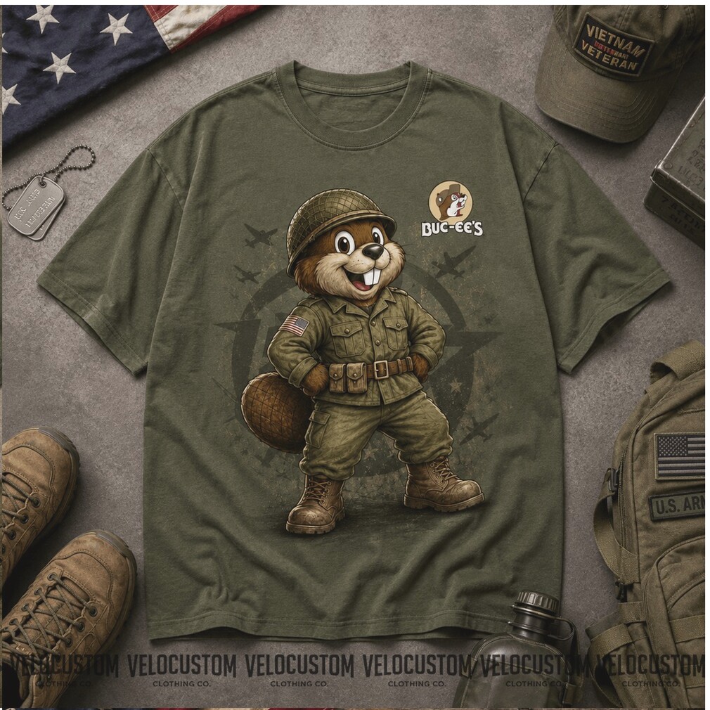 Buc ees Veteran Beaver Mascot American Flag Bald Eagle Military Crew Shirt Buc ees Veteran Beaver Mascot American Flag Bald Eagle Military Crew Shirt