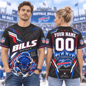 Buffalo Bills Buffalo Mascot Custom Name Football Shirt