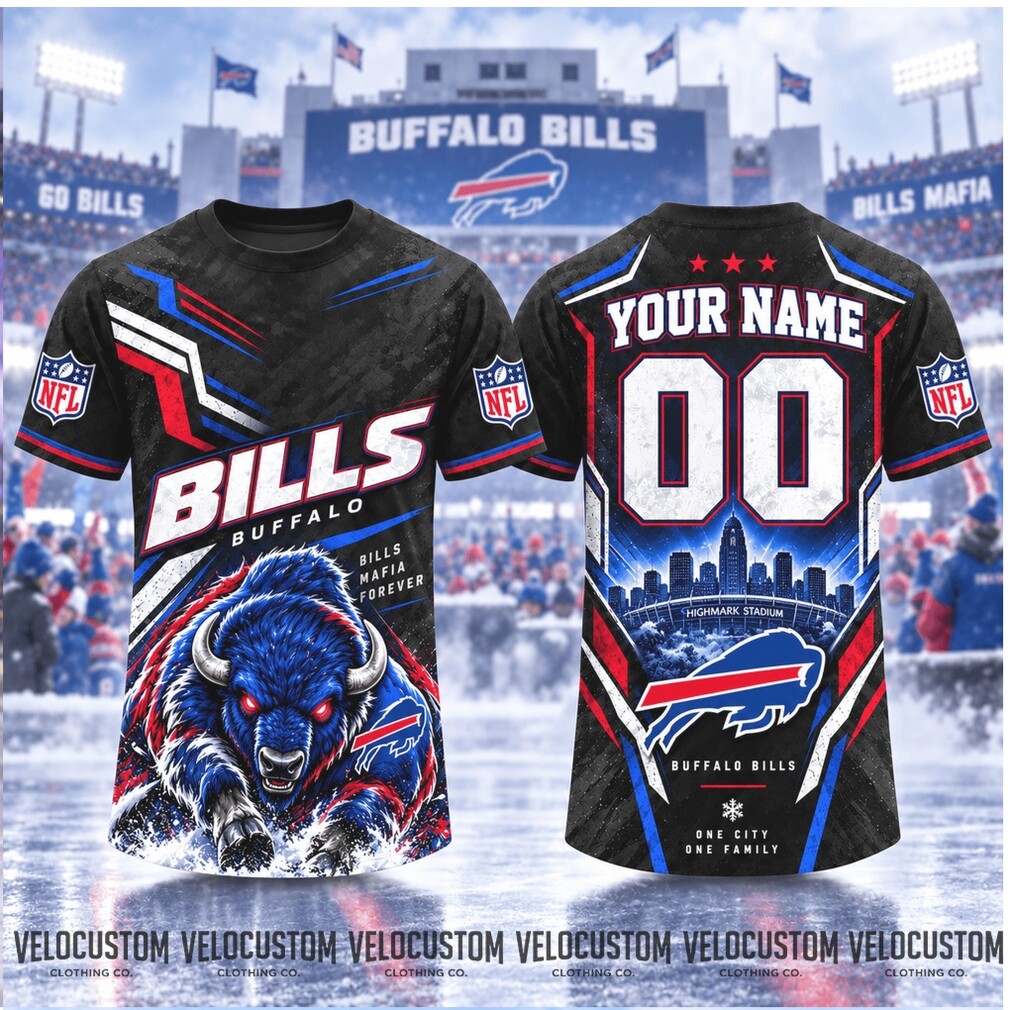 Buffalo Bills Mascot Skyline Custom Name Football Shirt Buffalo Bills Mascot Skyline Custom Name Football Shirt