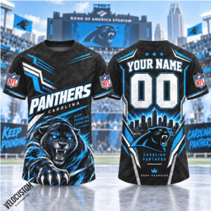 Carolina Panthers Panther Mascot Custom Name Football Shirt