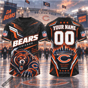 Chicago Bears Bear Mascot Custom Name Football Shirt