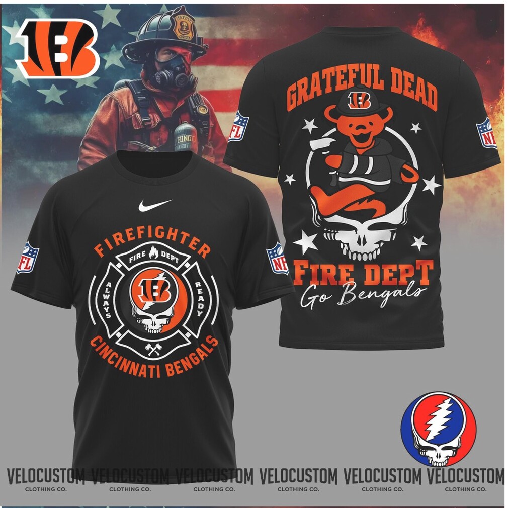 Cincinnati Bengals Firefighter Grateful Dead Bear Shirt Cincinnati Bengals Firefighter Grateful Dead Bear Shirt