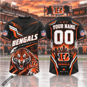 Cincinnati Bengals Tiger Mascot Custom Name Football Shirt