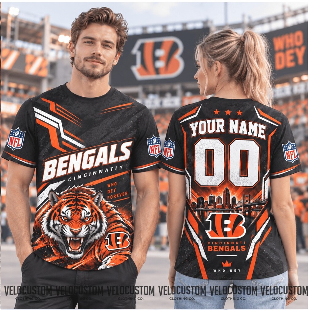 Cincinnati Bengals Tiger Mascot Custom Name Football Shirt Cincinnati Bengals Tiger Mascot Custom Name Football Shirt