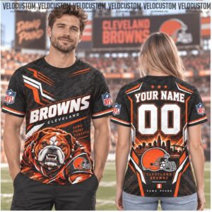 Cleveland Browns Bulldog Mascot Custom Name Football Shirt Cleveland Browns Bulldog Mascot Custom Name Football Shirt