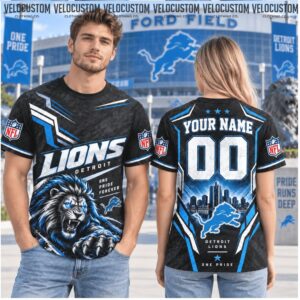 Detroit Lions Lion Mascot Custom Name Football Shirt Detroit Lions Lion Mascot Custom Name Football Shirt