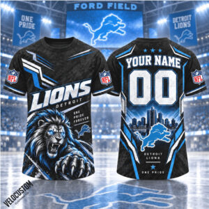 Detroit Lions Lion Mascot Custom Name Football Shirt