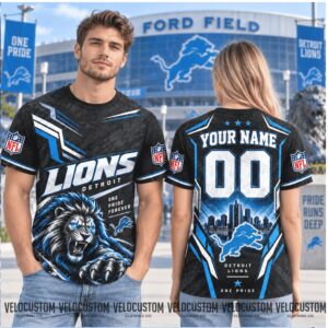 Detroit Lions Lion Mascot Custom Name Football Shirt