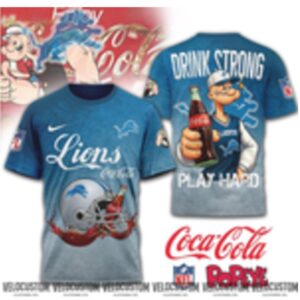 Detroit Lions Popeye Drink Strong Play Hard Shirt