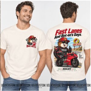Fast Lanes Buc Ee's Ducati Motorcycle Racing Beaver Shirt