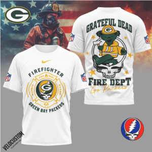 Green Bay Packers Firefighter Grateful Dead Fire Dept Shirt