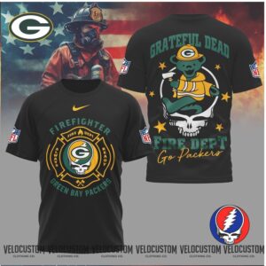 Green Bay Packers Firefighter Grateful Dead Fire Dept Shirt