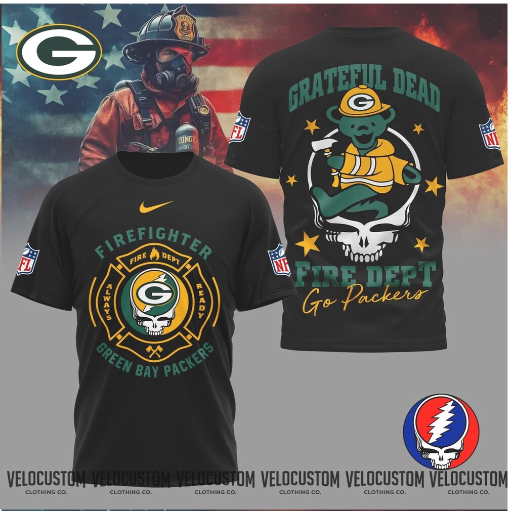 Green Bay Packers Firefighter Grateful Dead Fire Dept Shirt Green Bay Packers Firefighter Grateful Dead Fire Dept Shirt