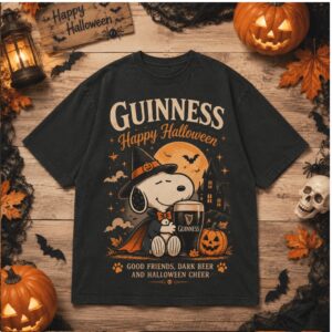 Guinness Beer Snoopy Halloween Pumpkin Witch Shirt