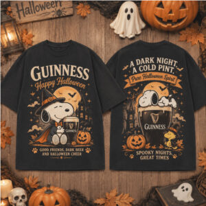 Guinness Beer Snoopy Halloween Pumpkin Witch Shirt