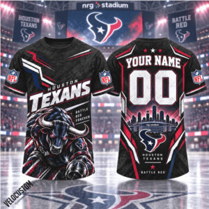 Houston Texans Bull Mascot Custom Name Football Shirt