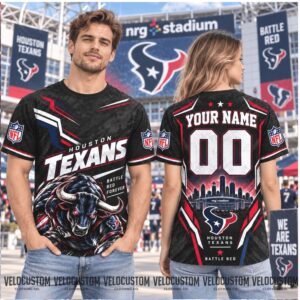 Houston Texans Bull Mascot Custom Name Football Shirt