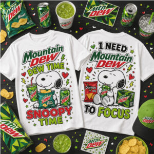 Mountain Dew Snoopy Dog Cartoon Drink Snacks Shirt