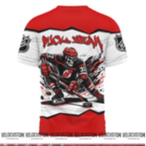 New Jersey Hockey Skull Skeleton Graphic Sports Shirt