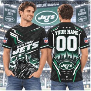 New York Jets Mascot Skyline Custom Name Football Shirt New York Jets Mascot Skyline Custom Name Football Shirt