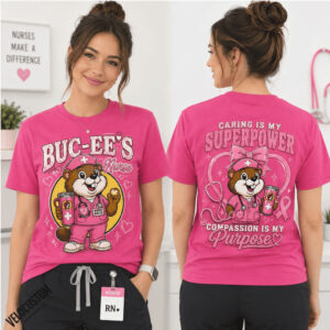 Nurse Superpower Buc Ees Medical Pink Shirt