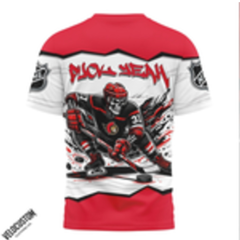 Ottawa Hockey Skull Skeleton Graphic Sports Shirt Ottawa Hockey Skull Skeleton Graphic Sports Shirt