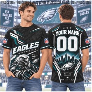 Philadelphia Eagles Mascot Skyline Custom Name Football Shirt Philadelphia Eagles Mascot Skyline Custom Name Football Shirt