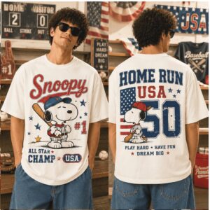 Snoopy All Star Champ Baseball USA Home Run Shirt