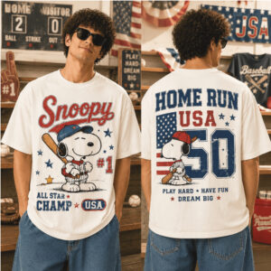 Snoopy All Star Champ Baseball USA Home Run Shirt