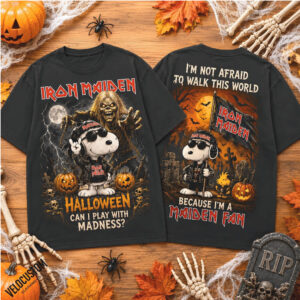 Snoopy Iron Maiden Halloween Rock Band Shirt
