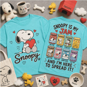 Snoopy Love Heart Jar Jam Valentine Cute Graphic Shirt