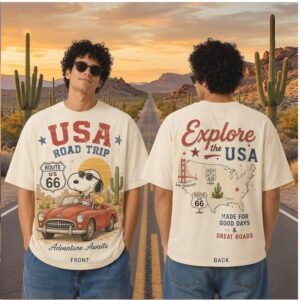 USA Road Trip Snoopy Route 66 Adventure Vintage Shirt