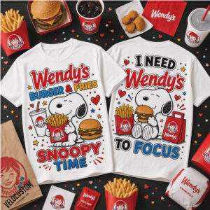 Wendys Snoopy Burger And Fries I Need Wendys To Focus Shirt